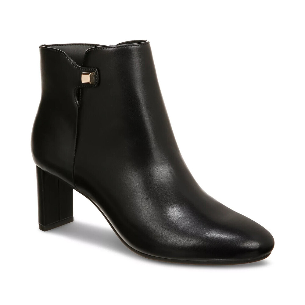 Alfani PAAMP Booties Women's US 8 Black Faux Leather Block Heel Boots LION581